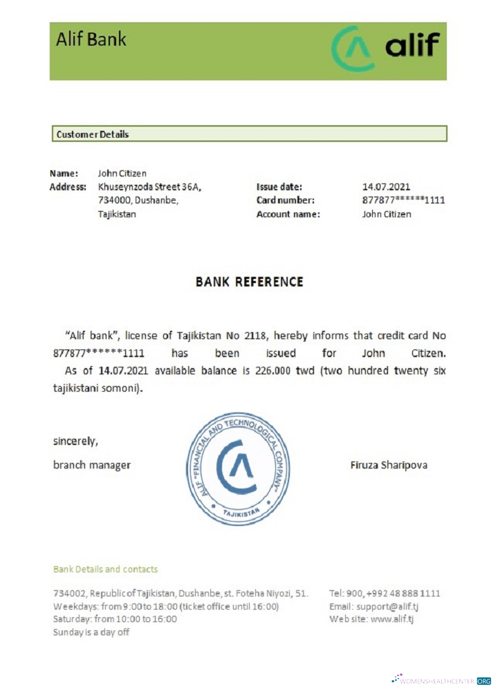 Download Tajikistan Alif bank reference Photoshop template